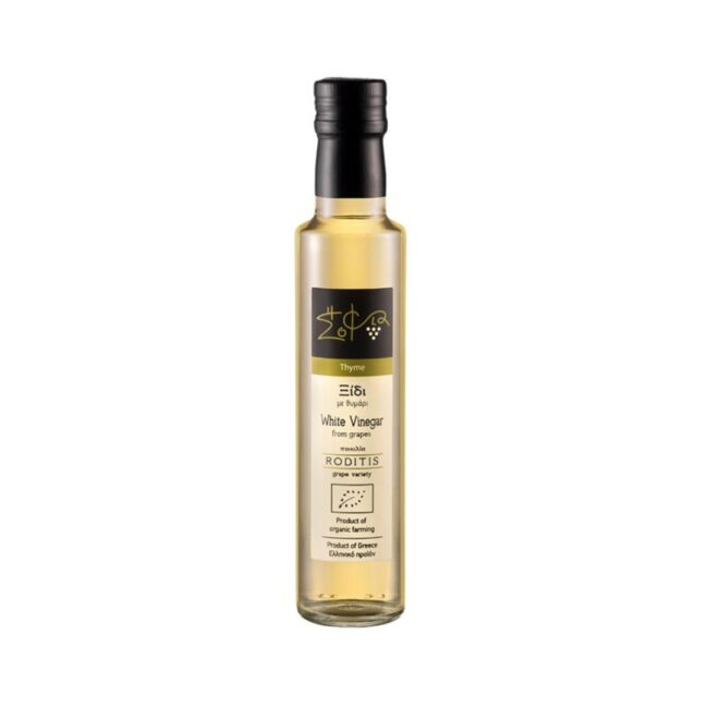 Wisdom Of Nature: Organic White Grape Vinegar From Roditis Variety With Thyme (Glass Bottle - 250ml) - Image 2