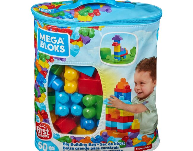 MEGA BLOKS FIRST BUILDERS BIG BUILDING BAG 60pcs BLUE (DCH55) - Image 2