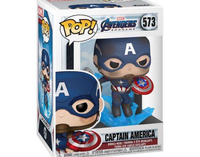 Funko Pop! Marvel: Avengers Endgame - Captain America With Broken Shield & Mjolnir #573 Bobble-Head Vinyl Figure - Image 2