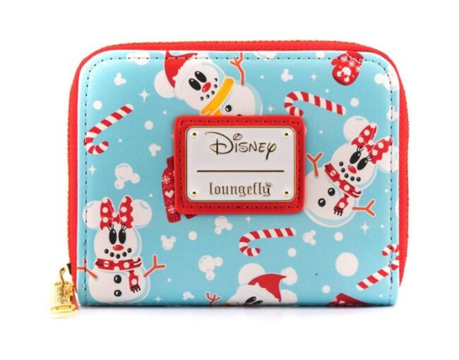 Loungefly Disney Seasonal Snowman Minnie Mickey Aop Zip Around Wallet (WDWA1785)