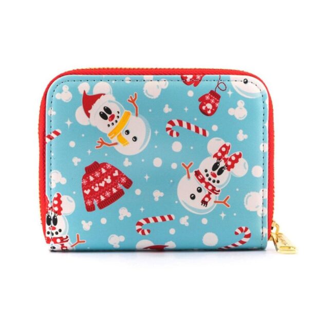 Loungefly Disney Seasonal Snowman Minnie Mickey Aop Zip Around Wallet (WDWA1785) - Image 2