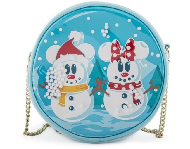 Loungefly Disney Snowman Mickey Minnie Snow Globe Crossbody Bag (WDTB2339)