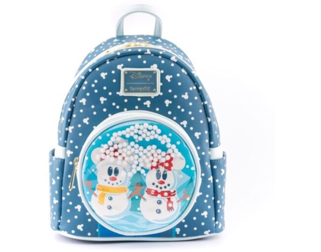 Loungefly Disney Snowman Minnie Mickey Snow Globe Mini Backpack (WDBK1850)