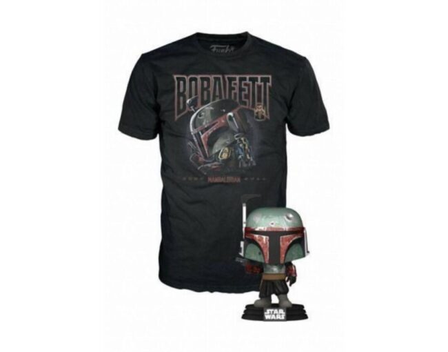 Funko Pop! & Tee (Adult): Disney Star Wars The Mandalorian - Boba Fett Bobble-Head Vinyl Figure and T-Shirt (M)
