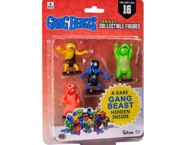 P.M.I. Gang Beasts Collectible Figures - 5 Pack -including 1 rare hidden character (S1) (Random) (GB2040)