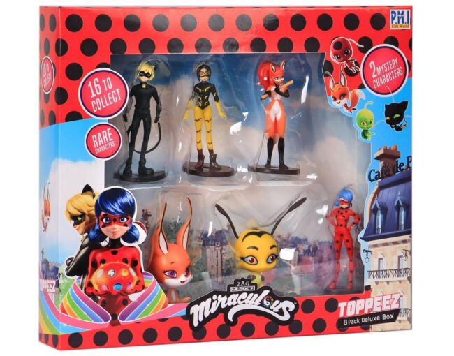 P.M.I. Miraculous Pencil Toppers - 8 Pack Deluxe Box -including 2 hidden rare characters (S1) (Random) (MLB2070)