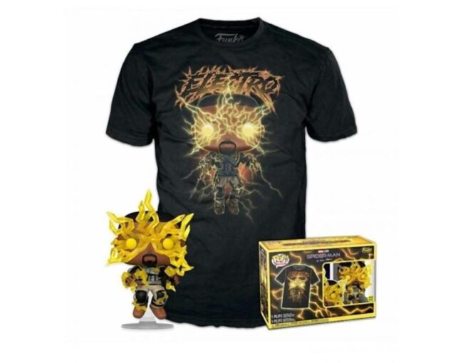 Funko Pop! & Tee (Adult): Marvel Spider-Man No Way Home S3 - Electro (Glows in the Dark) Vinyl Figure & T-Shirt (S)
