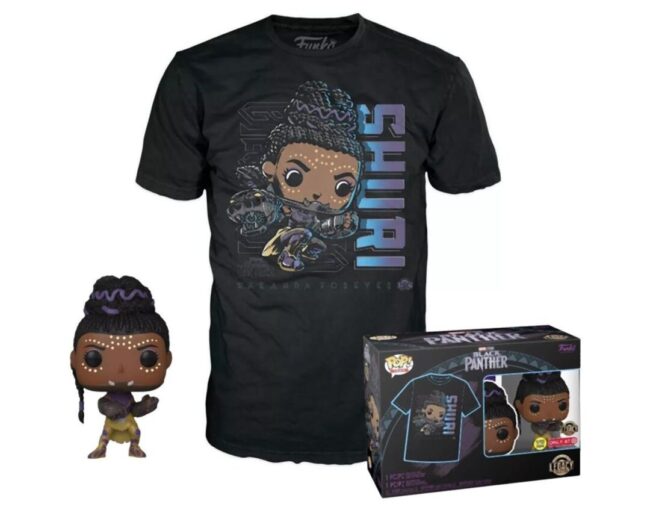 Funko Pop! & Tees (Adult): Marvel Black Panther - Shuri (Glows in the Dark) Bobble-Head Vinyl Figure & T-Shirt (M)