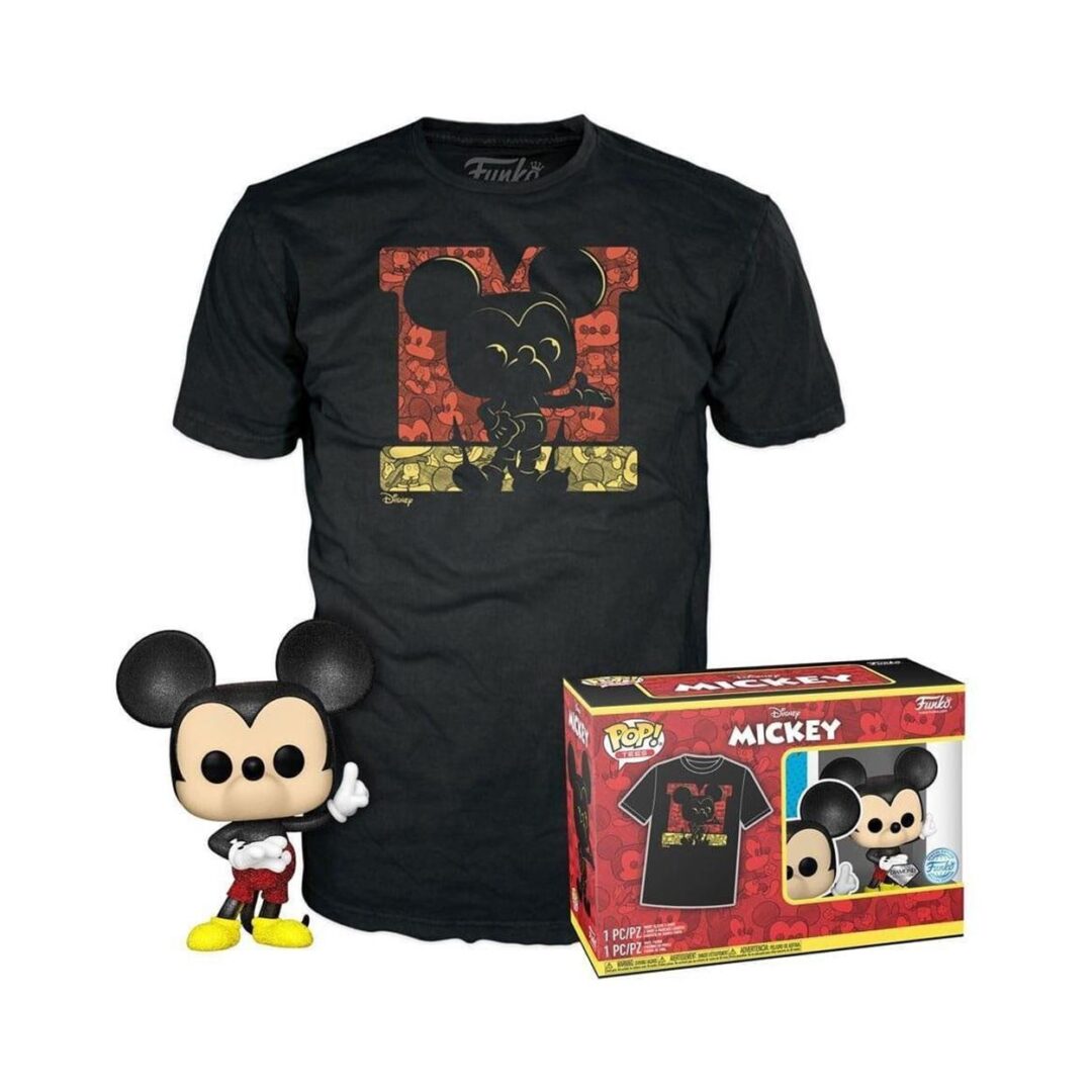 Funko Boxed Pop! & Tees (Adult): Disney - Mickey Mouse (Diamond Collection) (Special Edition) Vinyl Figure & T-Shirt (L)