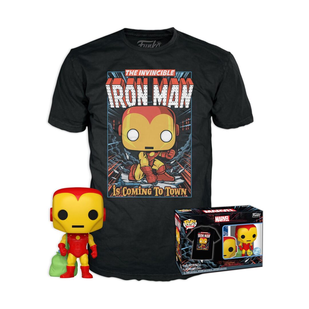Funko Pop! & Tee (Adult): Marvel - Holiday Iron Man (Glows in the Dark) Vinyl Figure & T-Shirt (M)