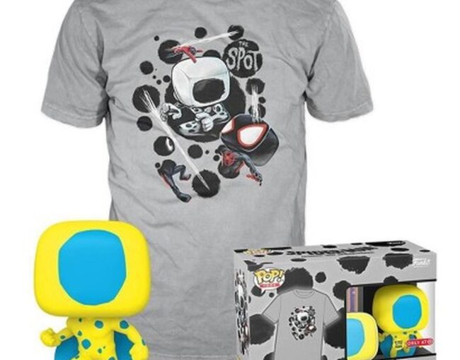 Funko Pop! & Tee (Adult) Marvel: Spider-Man Across the Spider-Verse - The Spot (Blacklight) (Special Edition) (Glows in the Dark) Bobble-Head Vinyl Figure and T-Shirt (M)