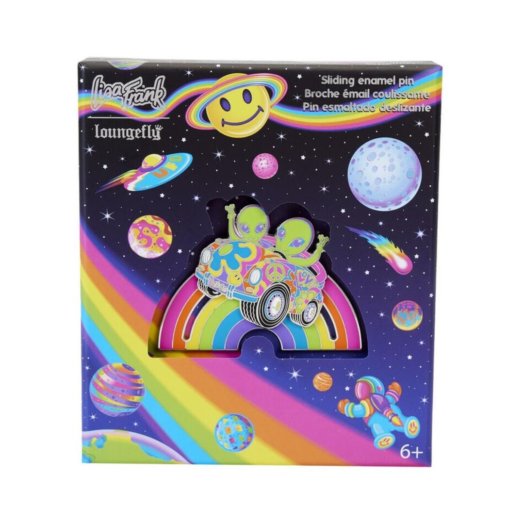 Loungefly Lisa Frank Zoomer & Zorbit Rainbow 3" Collector Box Sliding Pin (LSFPN0010)