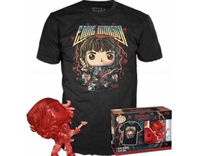Funko Pop! & Tee (Adult): Stranger Things - Hunter Eddie with Guitar Vinyl Figure & T-Shirt (S)