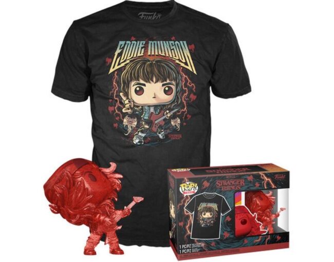 Funko Pop! & Tee (Adult): Stranger Things - Hunter Eddie with Guitar Vinyl Figure & T-Shirt (L)