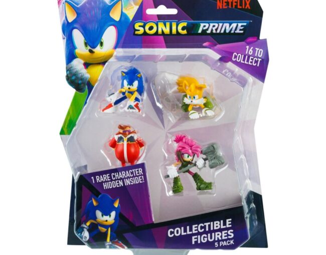 P.M.I. Sonic Prime - 5 Pack -including 1 rare hidden character (S1) Collectible Figures (6.5cm) (Random) (SON2040)