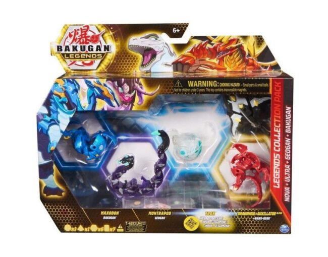 Spin Master Bakugan: Legends Collection Pack - Nova + Ultra + Geogan + Bakugan - Maxodon/Montrapod/Trox/Dragonoid x Auxillataur Ultra (20140074)