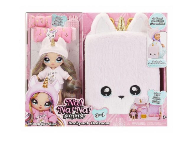MGA Na! Na! Na! Surprise 3in1: Backpack Bedroom - Britney Sparkles Unicorn (592358EUC)