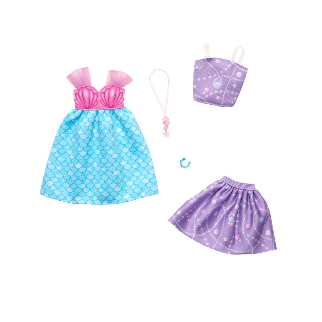 Μattel Barbie: Fashions 2-Pack Clothing Set - Mermaid Dress, Purple Set & Accessories (HRH44)
