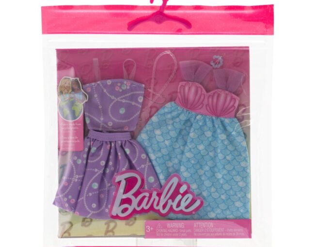 Μattel Barbie: Fashions 2-Pack Clothing Set - Mermaid Dress, Purple Set & Accessories (HRH44) - Image 2