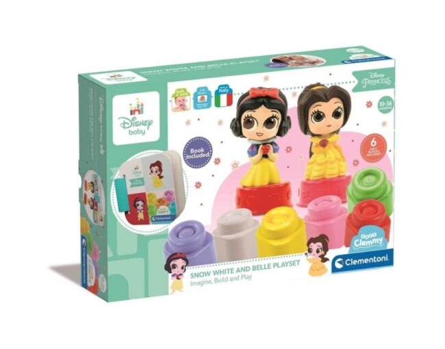 AS Baby Clementoni Disney Princess: Soft Clemmy Touch & Play - Snow White and Belle Playset Building Blocks (1033-17843)