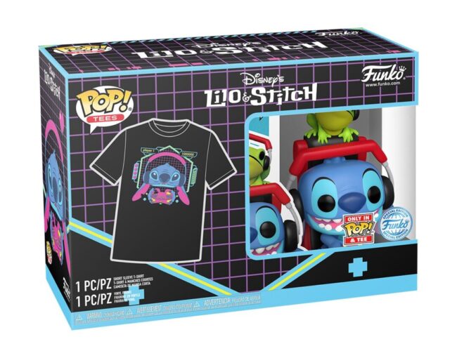 Funko Pop! & Tees (Adult): Lilo and Stitch - Gamer Stitch with Frog Vinyl Figure and T-Shirt (S) - Image 2