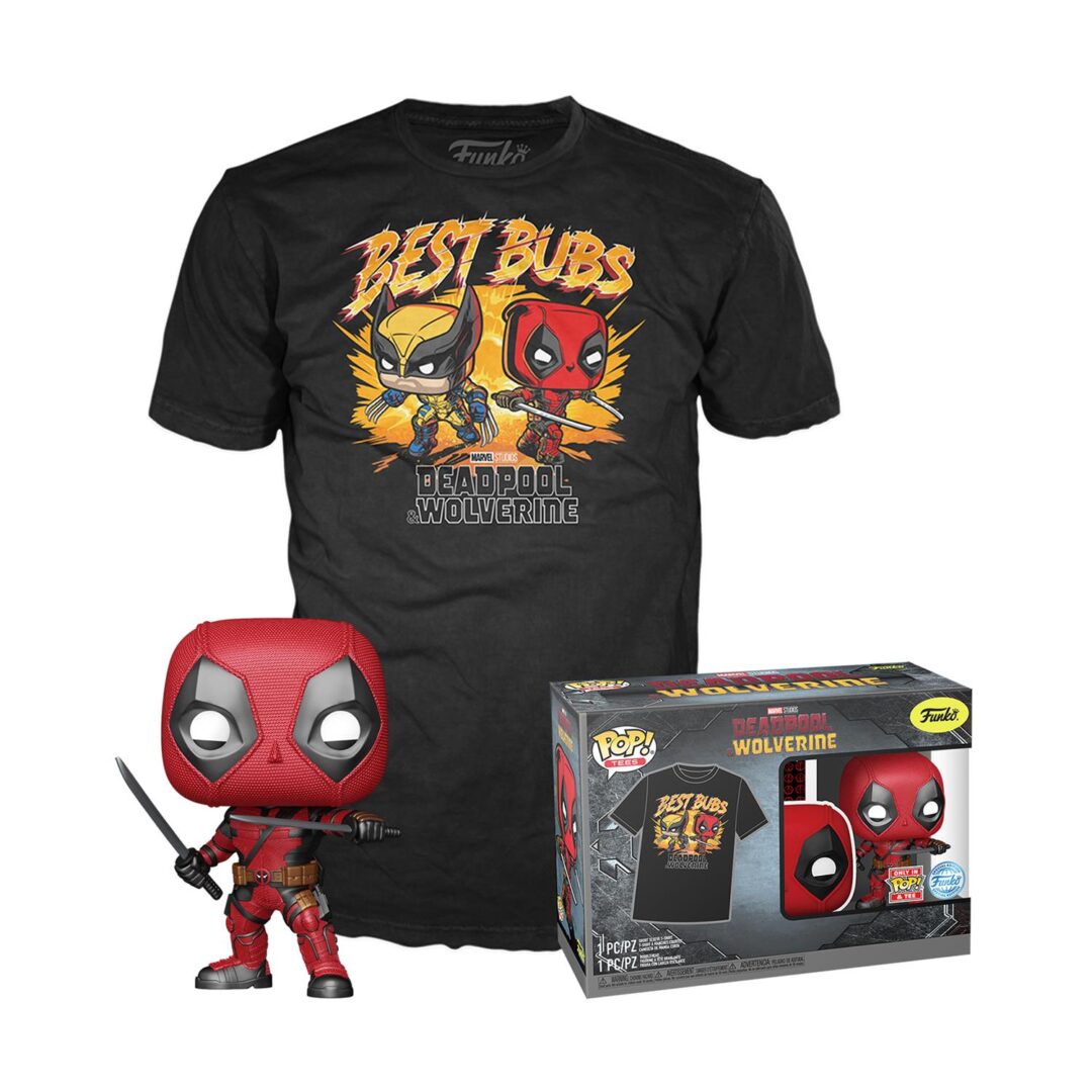 Funko Pop! & Tees (Adult): Deadpool & Wolverine - Deadpool & Wolverine Best Bubs Bobble-Head Vinyl Figure and T-Shirt (M)