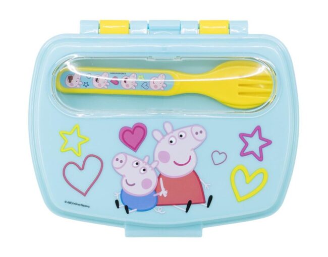 Stor: Peppa Pig Core 2022 - Funny Sandwich Box With Cutlery (13909)
