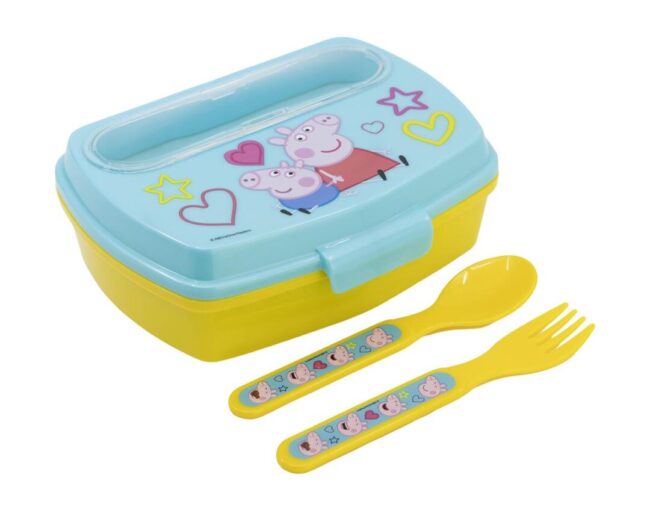 Stor: Peppa Pig Core 2022 - Funny Sandwich Box With Cutlery (13909) - Image 3