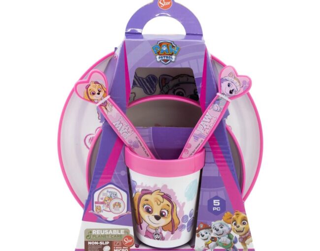 Stor: Paw Patrol -Girl 5 Pcs Non Slip Bicolor Premium Set (Plate Bowl Tumbler 260 Ml & Cutlery) (260ml) (74581) - Image 2