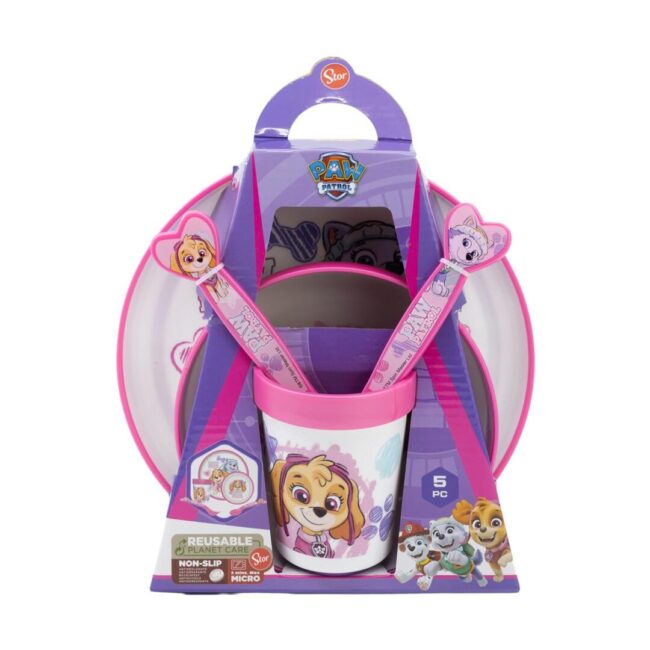 Stor: Paw Patrol -Girl 5 Pcs Non Slip Bicolor Premium Set (Plate Bowl Tumbler 260 Ml & Cutlery) (260ml) (74581) - Image 2