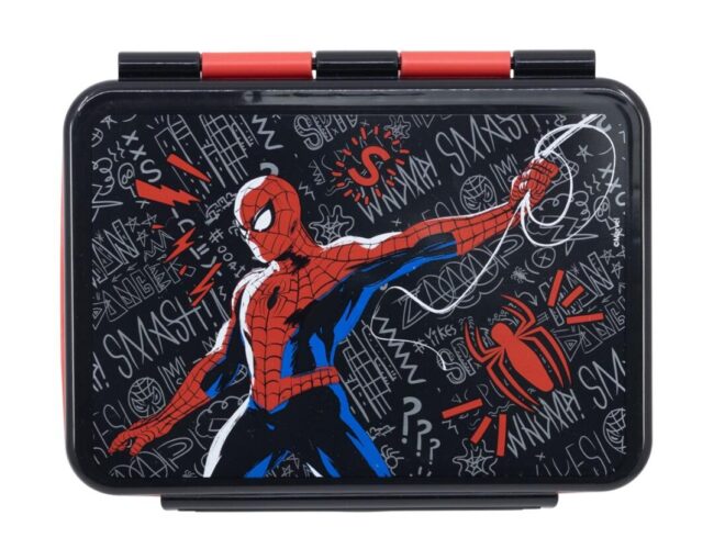 Stor Marvel: Spiderman Black Board -  Stainless Steel Clamp Rectangular Sandwich Box (1100ml) (74756)