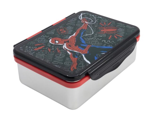 Stor Marvel: Spiderman Black Board -  Stainless Steel Clamp Rectangular Sandwich Box (1100ml) (74756) - Image 2