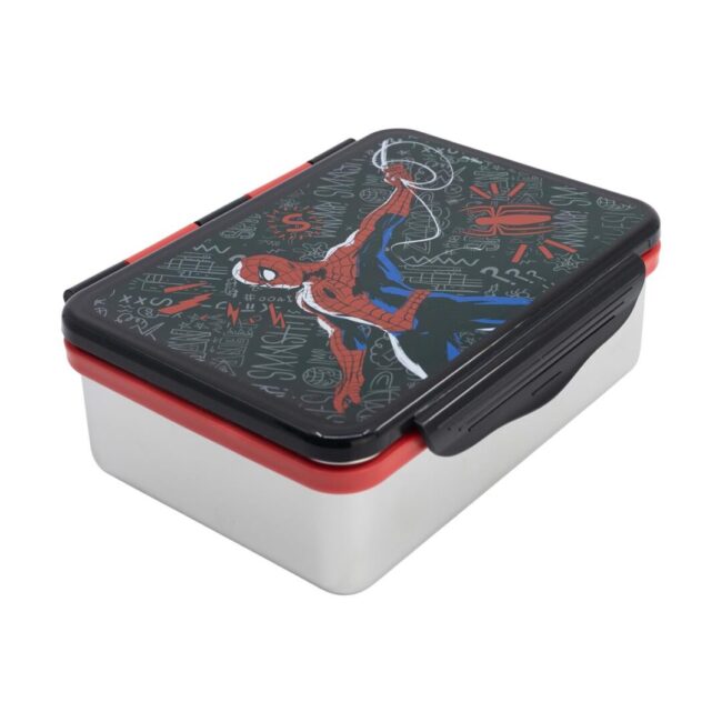 Stor Marvel: Spiderman Black Board -  Stainless Steel Clamp Rectangular Sandwich Box (1100ml) (74756) - Image 2
