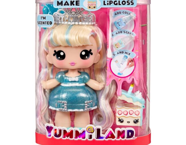 MGA Yummiland Large Doll + Lipgloss Pet- Callie Birthday Cake (120742) - Image 3