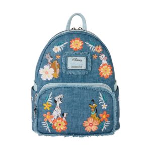 Loungefly Disney: Dogs & Cats Faux Denim Fringe Mini Backpack(WDBK4022)