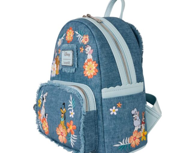 Loungefly Disney: Dogs & Cats Faux Denim Fringe Mini Backpack(WDBK4022) - Image 3