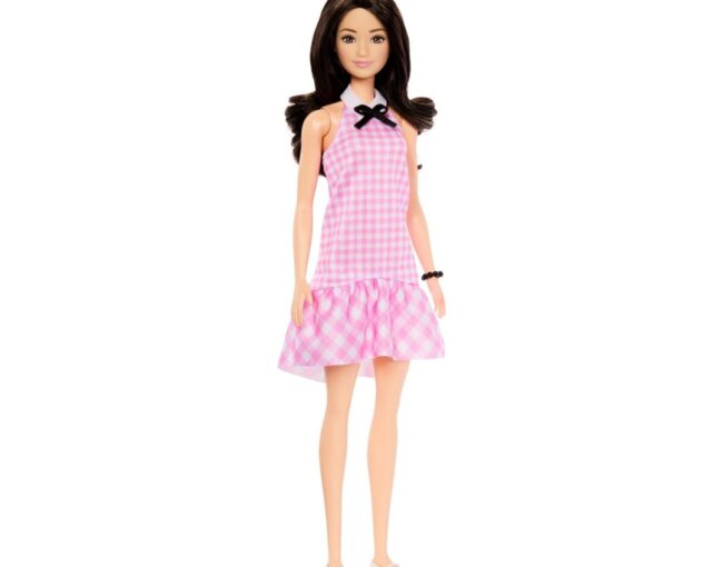 Mattel Barbie: Fashionistas #224 - Brown Hair with Pink Plaid Dress Doll (HRH21)