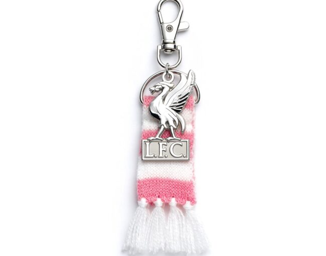 Carat Shop Liverpool FC - Pink Stripe Scarf & Liverbird Backpack Hanger (LFCBH003)
