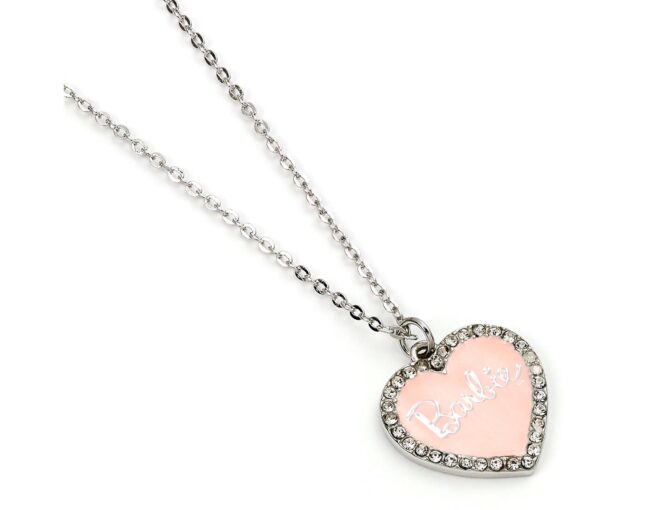 Carat Shop Barbie - Pink Enamel Heart Pendant Necklace with Crystal (BMN00003) - Image 2
