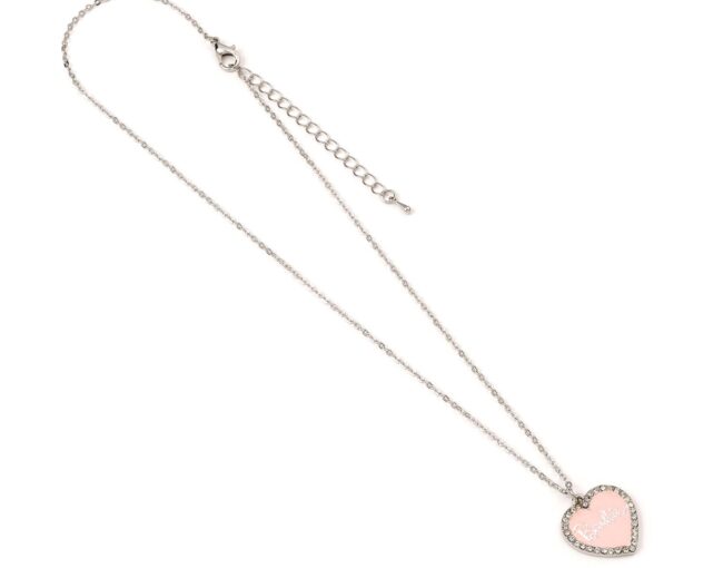 Carat Shop Barbie - Pink Enamel Heart Pendant Necklace with Crystal (BMN00003) - Image 3