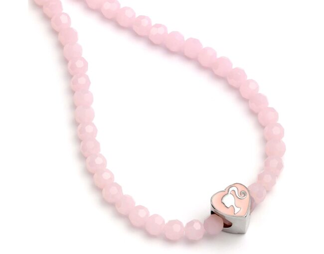 Carat Shop Barbie - Pink Bead Necklace with Heart Shaped Bead Charm (BMN00006) - Image 3