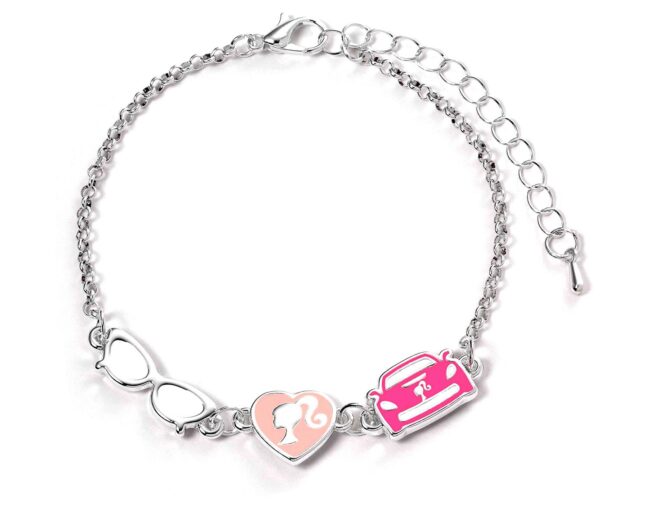 Carat Shop Barbie - Charm Bracelet with Three Enamelled Classic Charms - Silhouette, Glasses & Corvette (BMCB0008)