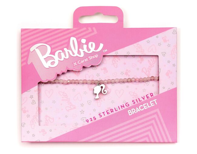 Carat Shop Barbie - Sterling Silver Silhouette Charm & Rose Quartz Bead Bracelet (BMSB0018) - Image 2